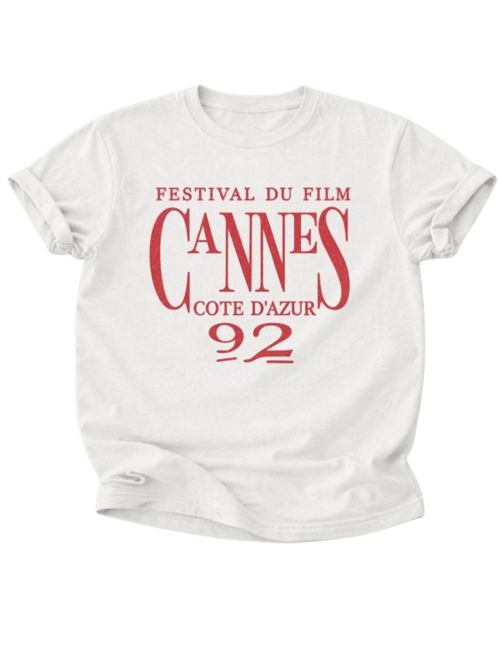 Cannes Festival Graphic Tee, Classic White with Red Print